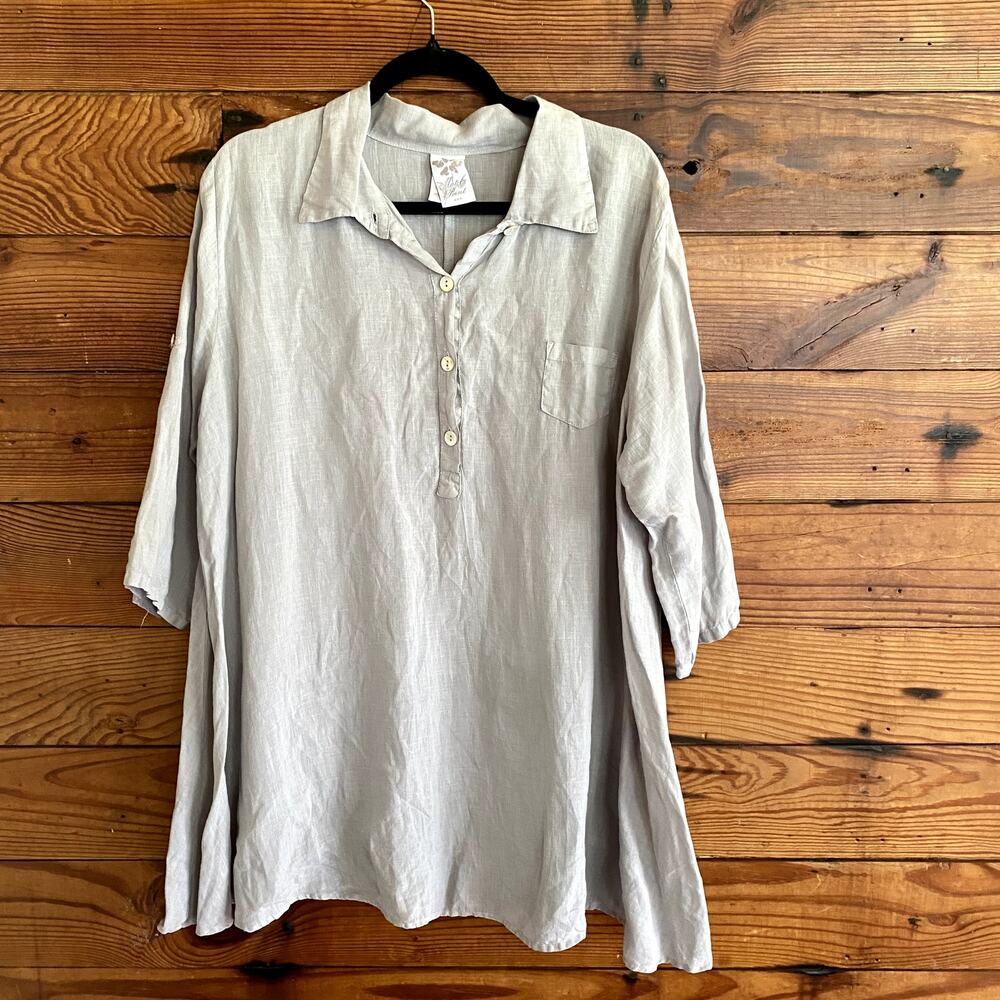 Match Point USA Silver 100% Linen Tunic Dress - size Small